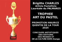 Le Comité du Jury a attribué à la pastelliste Brigitte CHARLES, le Trophée Art du Pastel, Lauréate du Palmarès. Promotion Quentin de La Tour 2025, marquant ainsi la haute maîtrise de cet art que possède l'éminente pastelliste. 