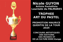 Le Trophée Art du Pastel Promotion Maurice Quentin de La Tour 2025 a remarqué et reconnu au plan national le talent et la passion de Nicole GUYON pour le pastel. Lauréate du Palmarès au Concours national des Éditions EDMC-Europe.