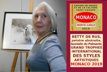 Betty DE RUS, peintre. Lauréate du Palmarès. Grand Trophée International des Styles Artistiques - Monaco 2019